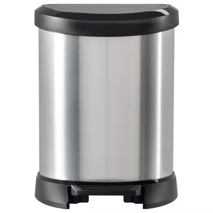 CURVER Cubo basura COCINA y BAÑO papelera 5 litros pedal Metalizado cierre - 1