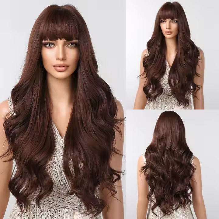 Peluca Sintética GEMMA Larga Ombre Marrón Vino Rojo Con Franja Rizado Resistente a Altas Temperaturas Pelo Falso Natural Para Mujeres Cosplay 26+ Pulgadas Densidad 130% Capa Promedio - 1