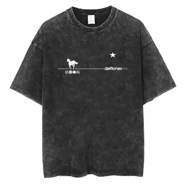 Camiseta Deftones Rock Band Blanco Vintage Lavado Para Hombres Y Mujeres Harajuku Gótico Verano Casual Streetwear Top Hip Hop Y2k - 1