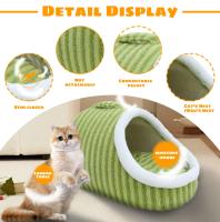 Alfombra De Gato Redonda Semi-Recubierta Con Peluche Suave 2 En 1 Cama Caliente Para Mascotas Cómoda Y Térmica Nido De Descanso Para Perros - details 8