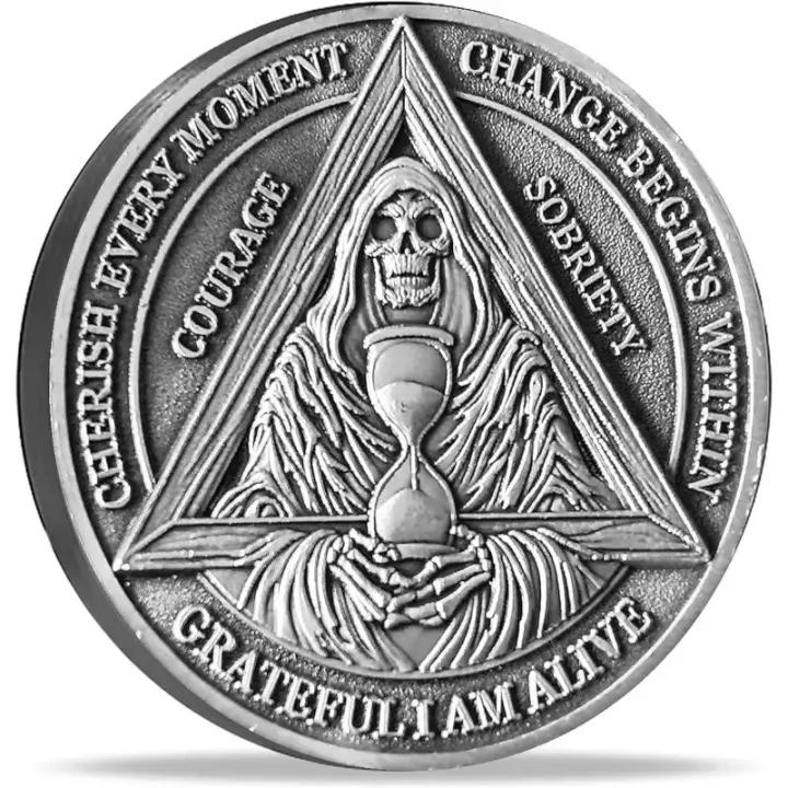 Medalla Inspiradora Serenity And Courage Sobriety Chip Para Recuperación Y Reflexión Material Metálico Ideal Para AA - 1