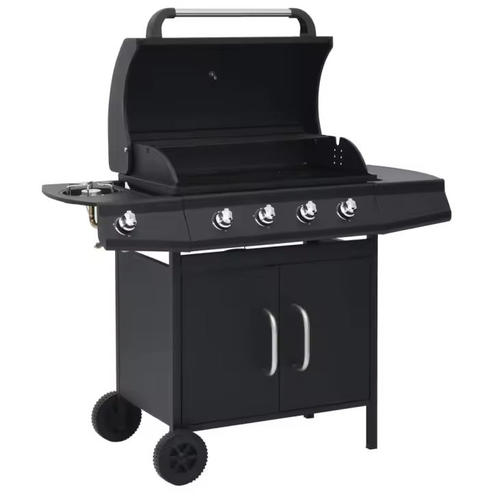 vidaXL Barbacoa Grill de Gas 4+1 Quemadores  Lateral Parrilla Color Negro y plateado,  Negro,  Plateado y mas - 1