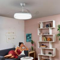 Ventilador de techo con luz LED 70W Blanco, 3 tonalidades, aspas retráctiles, 6 velocidades, control remoto, memoria, temporizador, silencioso y bajo consumo - details 4
