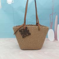 Bolso de paja Hecho a mano, Bolso de un solo hombro, Gran capacidad, Bolso Fresco y dulce, novedad de 2025. - details 2