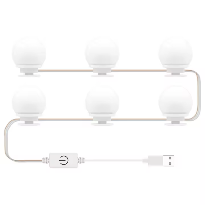 Lámpara de Espejo, 6 bombillas regulables, Kit de iluminación para Espejo de baño, Luces tricolores (Espejo no incluido) - 1