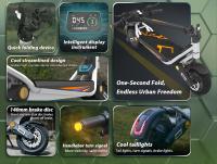 Scooter Eléctrico Plegable Kukirin A1, Motor de 800W, Batería de 48V 13Ah, Neumático de Vacío de 10 pulgadas, Velocidad Máxima de 45 km/h, Autonomía de 45 km, Freno de Disco Delantero y Trasero, Amortiguación Delantera y Trasera - details 3
