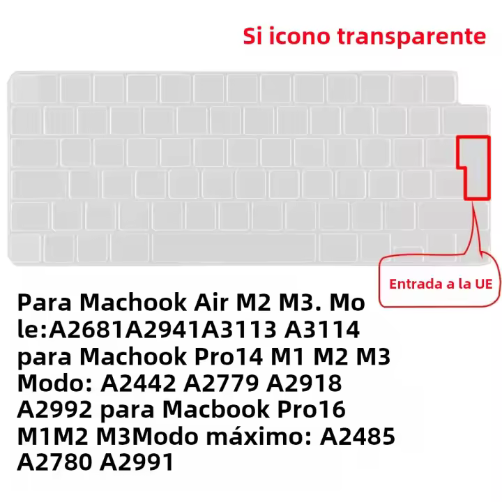 Funda Para Teclado Para MacBook Air 13.6"/15.3" Y pro 14"/16" A3113/A3114/A2941 Silicona Impermeable Y Antipolvo Para M4 M3/M2/M1Chip 2022-2024 - 1