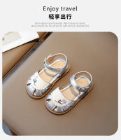 Sandalias De Cuero Para Niñas Princesa Verano 2024 Casual Versátil Retro Sin Tacón Bordado De Flores Suave Suela Medias - details 1