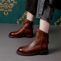 Botas De Mujer Estilo Británico Con Suela Gruesa Cómodas Y De Moda Almidón De Pierna Media Estilo Coreano Zapatos De Invierno - details 5