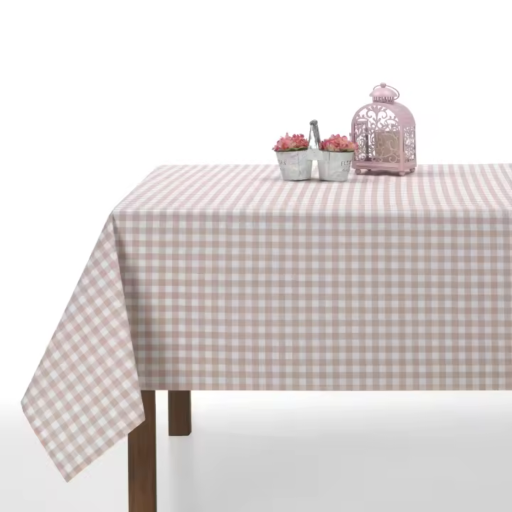 Plusdescanso- Mantel resinado antimanchas Vichy Rosa. Totalmente hidrófugo, repele el agua y cualquier líquido que se derrame. Diferentes medidas. - 1