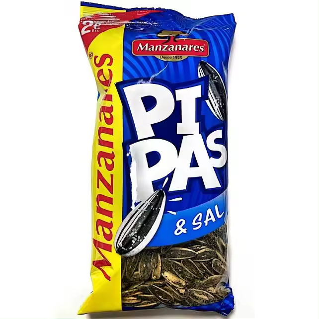 Frutos secos Manzanares - Pipa Larga Tostada - Con Sal o Aguasal - 10ud de 230g - 1