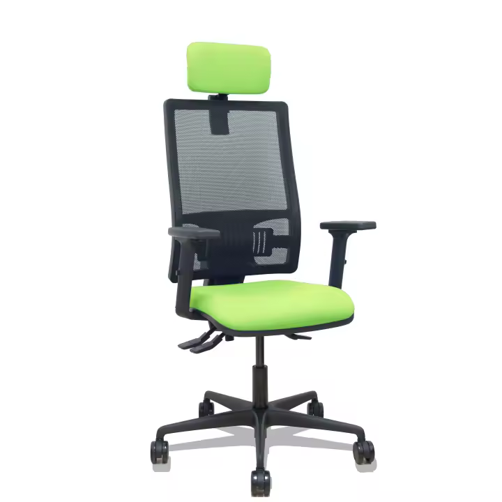 Silla Bormate asincro malla negra asiento bali pistacho brazos 2D ruedas 65mm cabecero regulable - 1
