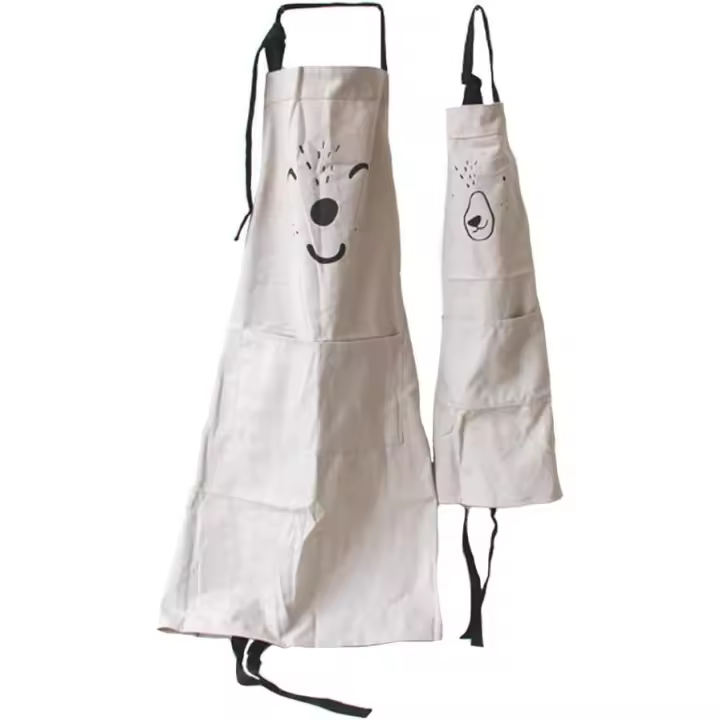 Paquete de 2 delantal para padres e hijos-Delantal lindo con bolsillo para su padre madre hija, delantal multifuncional a juego para cocinar, pintura, jardinería (gris) - 1