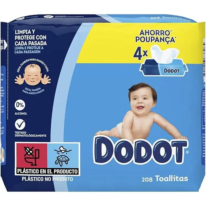 Dodot Toallitas para Bebé, 4 Paquetes (4x52), Limpieza e Hidratación en cada pasada - 1