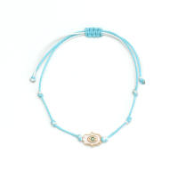 Pulsera De Encanto Ojo De Hamsa De Mano Turca Ajustable Para Hombres Y Mujeres Joyería De Moda Con Cadena Tejida Metálica Unisex - details 9