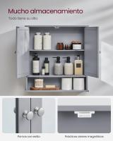 Mueble de lavabo y baño con 2 puertas de persiana, armario de pared con almacenamiento ajustable, 60x30x63 cm - details 8