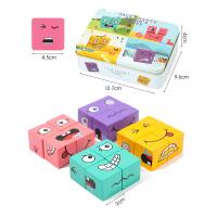 Juego Interactivo De Construcción De Cubos De Madera Con Expresiones Emocionales Juguetes Montessori Para Niños Y Niñas Educativos Para Aprendizaje De Emociones - details 3