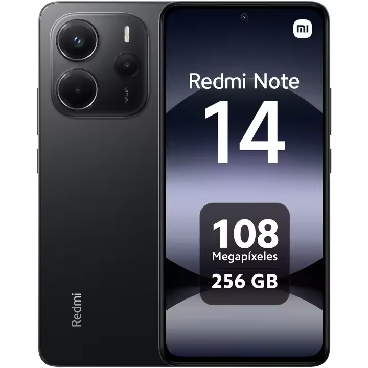 Móvil - Xiaomi Redmi Note 14, Negro medianoche, 256 GB, 8 GB RAM, 6.67" AMOLED FHD+, MediaTek Helio g99-Ultra, 5500 mAh - 1