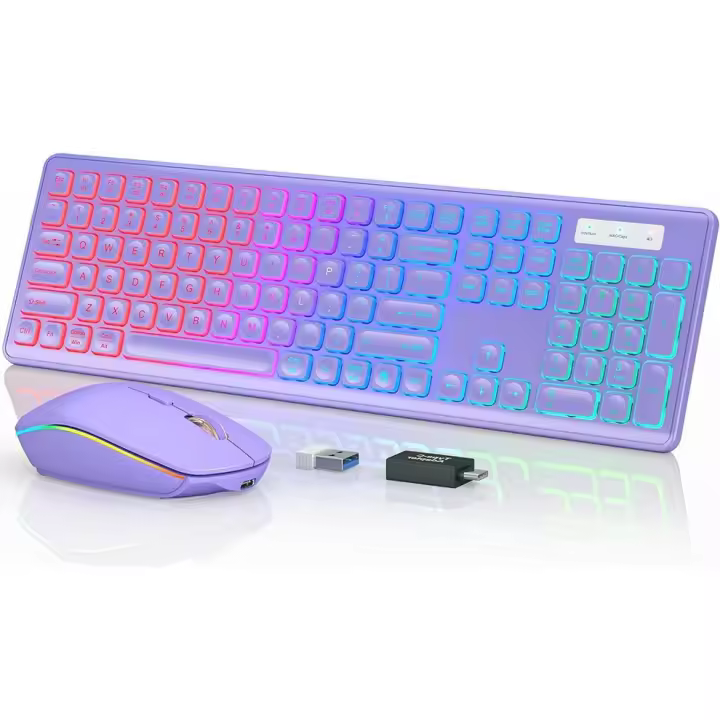 Teclado Y Ratón Inalumbricos With Iluminación Retroiluminada Recargable JOMAA Set De Teclado Complete De 108 Teclas Y Ratón Para Desktop Laptop Tablet - 1