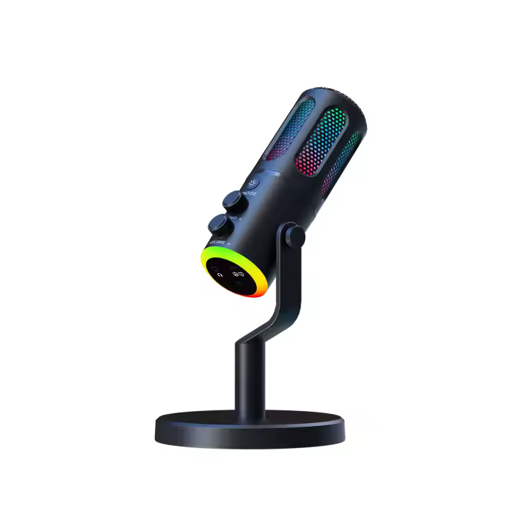 Micrófono Profesional De Juego Con Soporte Y Cable USB RGB Para PC Y Laptop Transmisiones Podcast Karaoke Transmisión En Directo - 1