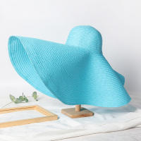 Sombrero De Playa Para Mujer Grande Y Plegable Con Protección UV Sombrilla De Verano De Paja Estilo Casual Para Bodas - details 13