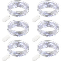 6 Pack Luces Faeiras LED Operadas Por Batería Cadena De Luz Impermeable Con Hilo De Plata Para Decoración De Bodas Y Fiestas En El Dormitorio Patio Y Navidad - details 0