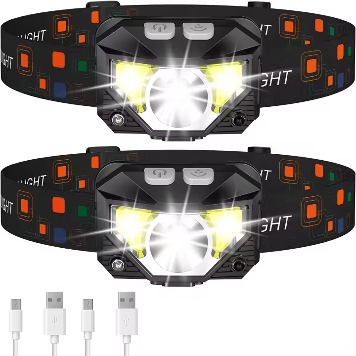 Linterna Frontal COB Con Sensor De Movimiento 8 Modos LED Potente Para Camping Pescalampara De Banda Ancha 60° Impermeable - 1