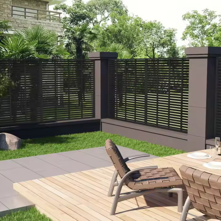 vidaXL Valla de lamas WPC gris oscuro 180x180 cm - 1
