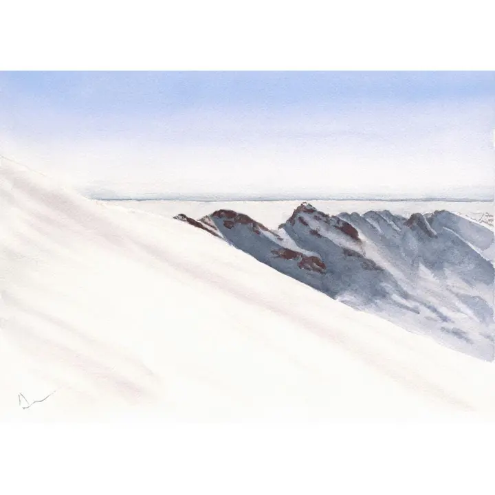 Cuadro "SIERRA NEVADA II" Acuarela impresa lienzo Alta Calidad Nieve Montaña Paisaje Azul marrón blanco invierno naturaleza silencio Arte Contemporáneo Paz amplitud majestuosidad tranquila Salón Despacho Dormitorio Neutro Escandinavo  Ref ANA DURAN A 080 - 1