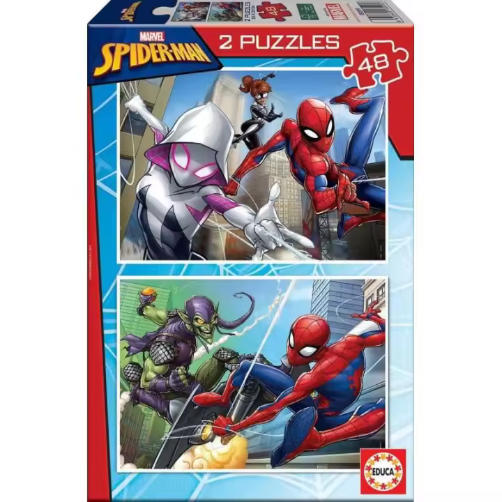 Educa Puzzle 2x48 Spider-Man - Rompecabezas 48 Piezas para Niños - 1