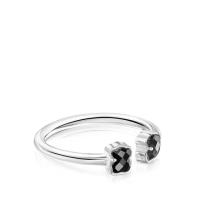 Mini anillo de Oso Negro Abierto Onix en Plata con ónix - details 2
