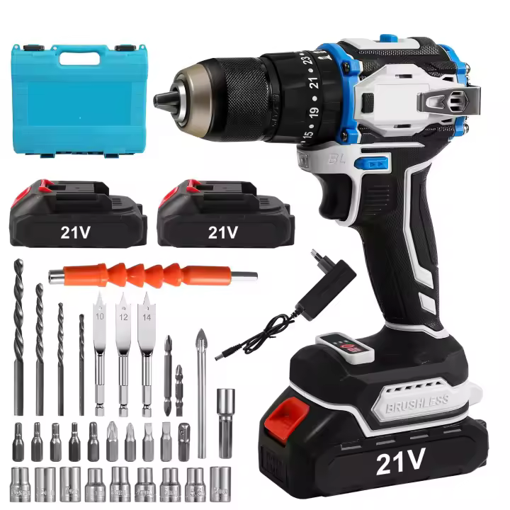 Destornillador inalámbrico de 31 piezas, Brushless taladro eléctrico recargable 70N · M, 2 velocidades, rpm, herramientas multifuncionales, taladro de impacto para batería Makita - 1