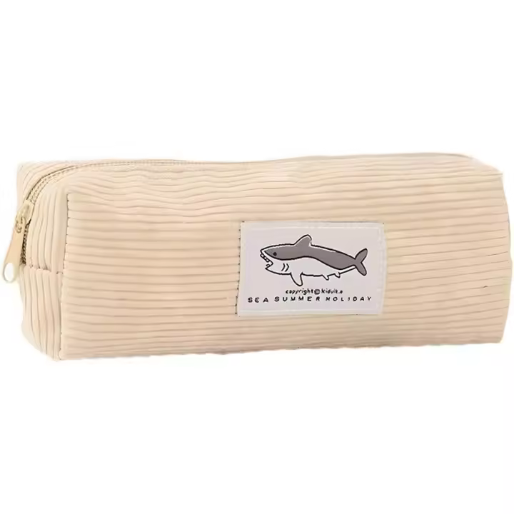 Estuche escolar de 1 pieza, estuche para lápices para adolescentes, estuche de tela de pana, estuche para lápices (beige, A) - 1