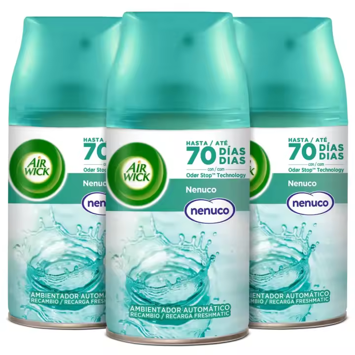 Air Wick Ambientador Freshmatic - Set Lote 3 Recambios, Ambientador para Casa, Diferentes Aromas, Neutraliza Malos Olores, Flor Frescor, Flores Blancas, Lirio de Luna, Nenuco, Oasis Turquesa, Delicias de Verano, Lavanda y Orquidea - 1