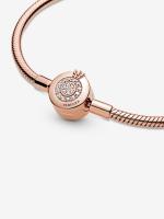 Pandora - Pulsera Pandora Moments with Cadena de Serpiente y Brilliant Crown-Baño de Gold Rose de 14 K - details 1