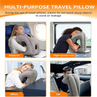 Almohada Inflable De Viaje Con Nuevo Patrón Soporte De Cuello Y Barba Portátil Para Avión Coche Autobús Tren Descanso En La Oficina Nap - details 8