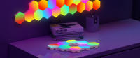Lámpara De Pared Hexagonal Inteligente RGB Luz Nocturna Cambiante DIY Música Rítmica APP Para Habitación De Juegos Dormitorio - details 5