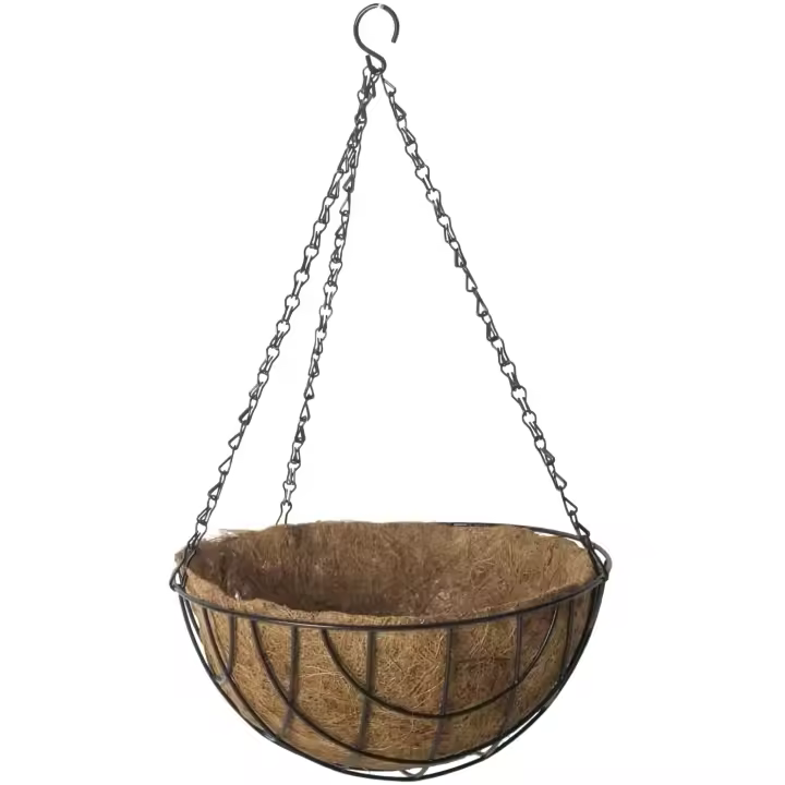 EasySpeed Macetero Colgante de Coco, Cesta para Colgar Plantas, Decoracion de Jardín, Maceta Coco Natural, Incluye Cadena y Ganchos - 1