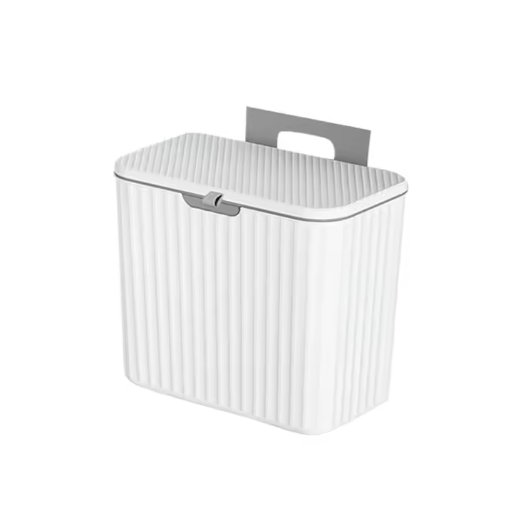 Cubo de basura de cocina montado en la pared, papelera colgante de gran capacidad con tapa para armario de baño, 7L - 1