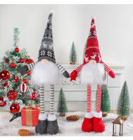 Muñeca Luminosa De Piernas Largas Sin Cara Con Pantalones Rayados Y Colgante De Santa Claus Figura De Navidad Para Decoración Del Hogar - details 4