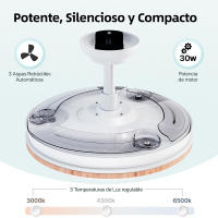 Ventilador de Techo Moderno 66W con 4 Aspas Retráctiles, Luz LED 36W, Motor DC 30W, 6 Velocidades, 3CCT, Control Remoto Ostark-LEDUNI - details 9
