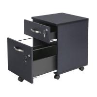 Archivador con cerradura y 2 cajones, pedestal con 5 ruedas, rieles ajustables, ideal para oficina en casa, disponible en blanco o negro - details 1
