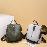 Mochila De Cuero Vintage Para Mujer 3 En 1 Antirrobo Capaz Para Niñas Adolescentes Bolsa Escolar De Viaje Mochila Feminina - details 2