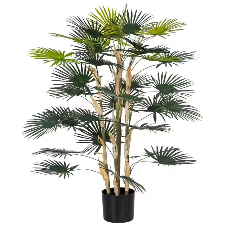 Palmera decorativa artificial con 30 hojas verde, 65x40x120h - 1
