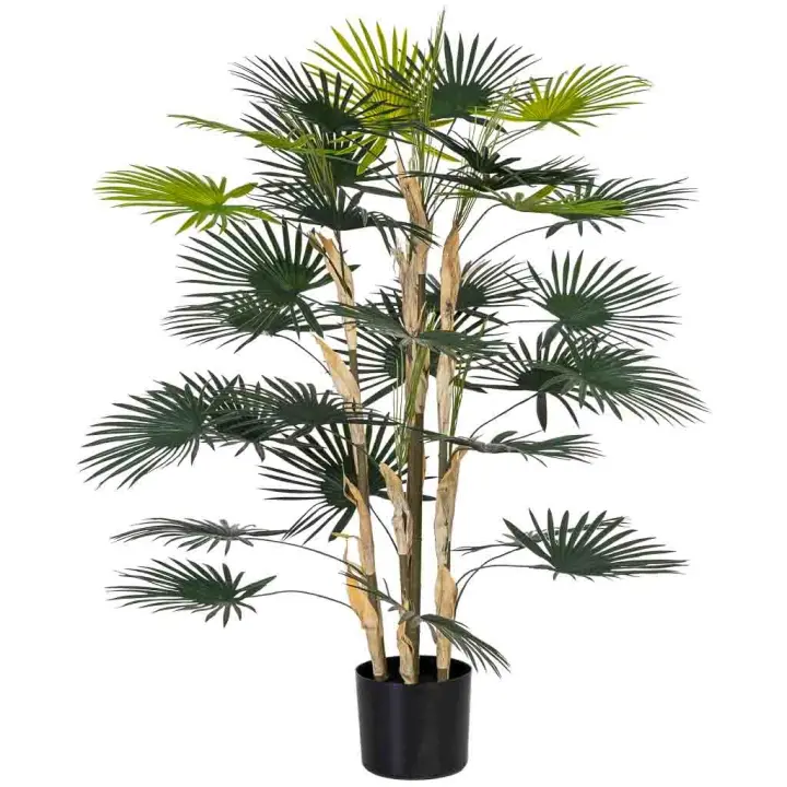 Palmera decorativa artificial con 30 hojas verde, 65x40x120h - 1