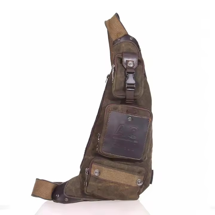 Mochila Hombro Para Hombre Bolsa De Pecho Cruzada Militar Táctica De Lona Bolsa Mensajero Estilo De Viaje Senderismo - 1