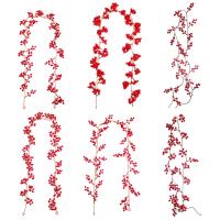 Guirnalda De Navidad Artificial De Bayas Rojas 175cm/190cm Planta Artificial Para Decoración De Hogar Arbol De Navidad Adorno De Boda Colgante - details 0