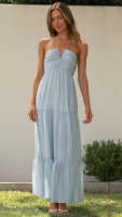 Vestido Maxi Bohemio De Verano Para Mujer En Chiffon Floral Sin Mangas Cuello En V A-Line Largo Con Espalda Descubierta Y Volante - details 24