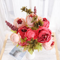 Lujosa Decoración De Flores Artificiales De Seda Peonía 53CM Para Hogar Sala De Estar Vaso Decoración De Boda Centro De Mesa Vintage - details 3