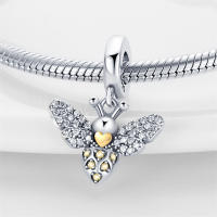 Encantos De Zirconia Inlaid En Plata De Ley 925 Con Cola De Abeja Brillo En La Oscuridad Encantos De Luciérnaga Y Estrella Para Pulsera Original Joyería DIY - details 9